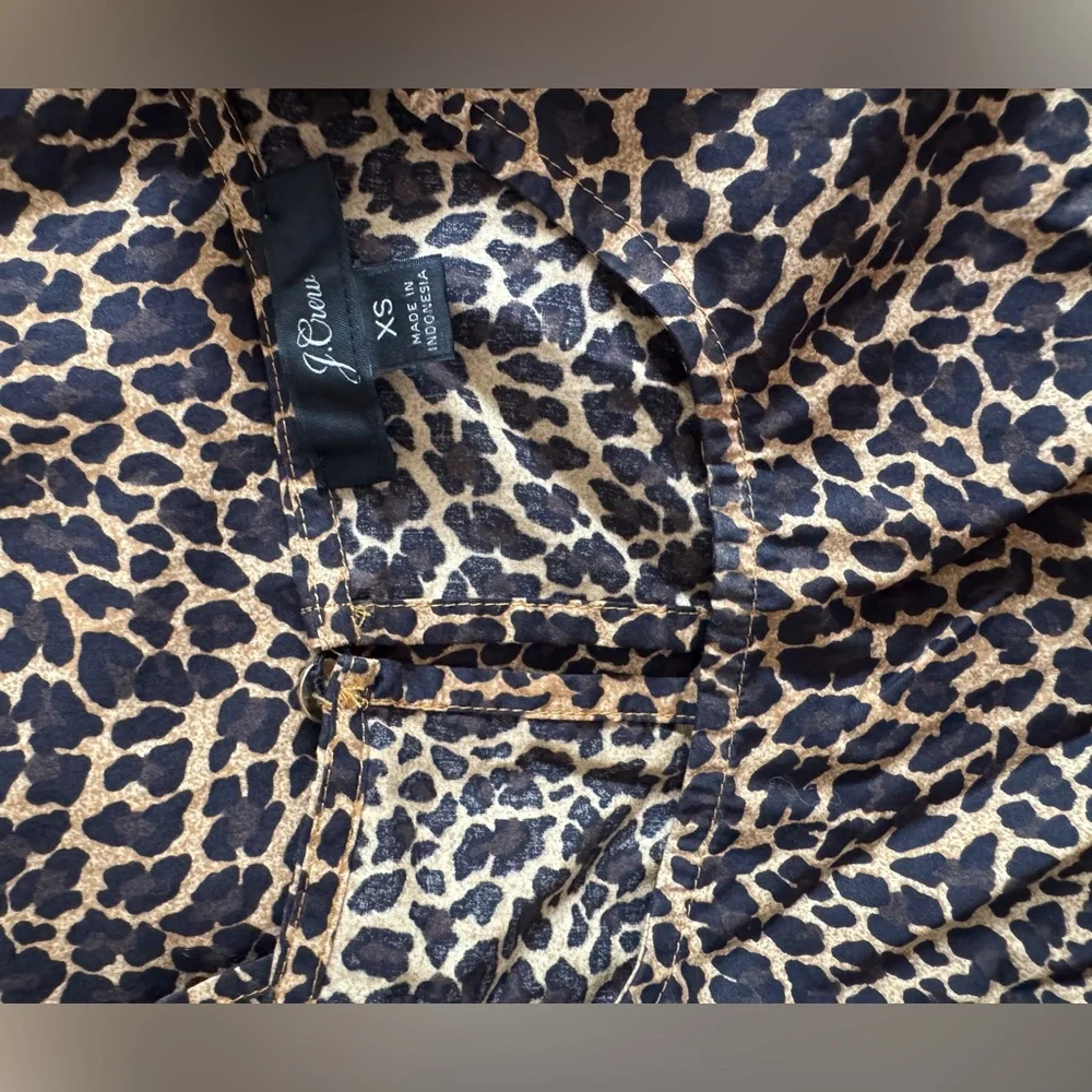 NWOT J. Crew Animal Print Puff Sleeve Blouse 100% cotton - Picture 4 of 6